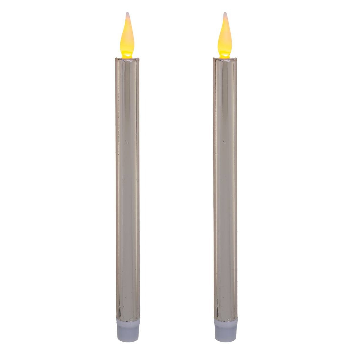 Feeric lights & Christmas Feeric lights and christmas LED dinerkaarsen - kandelaar kaarsen - zilver glans - 28 cm -