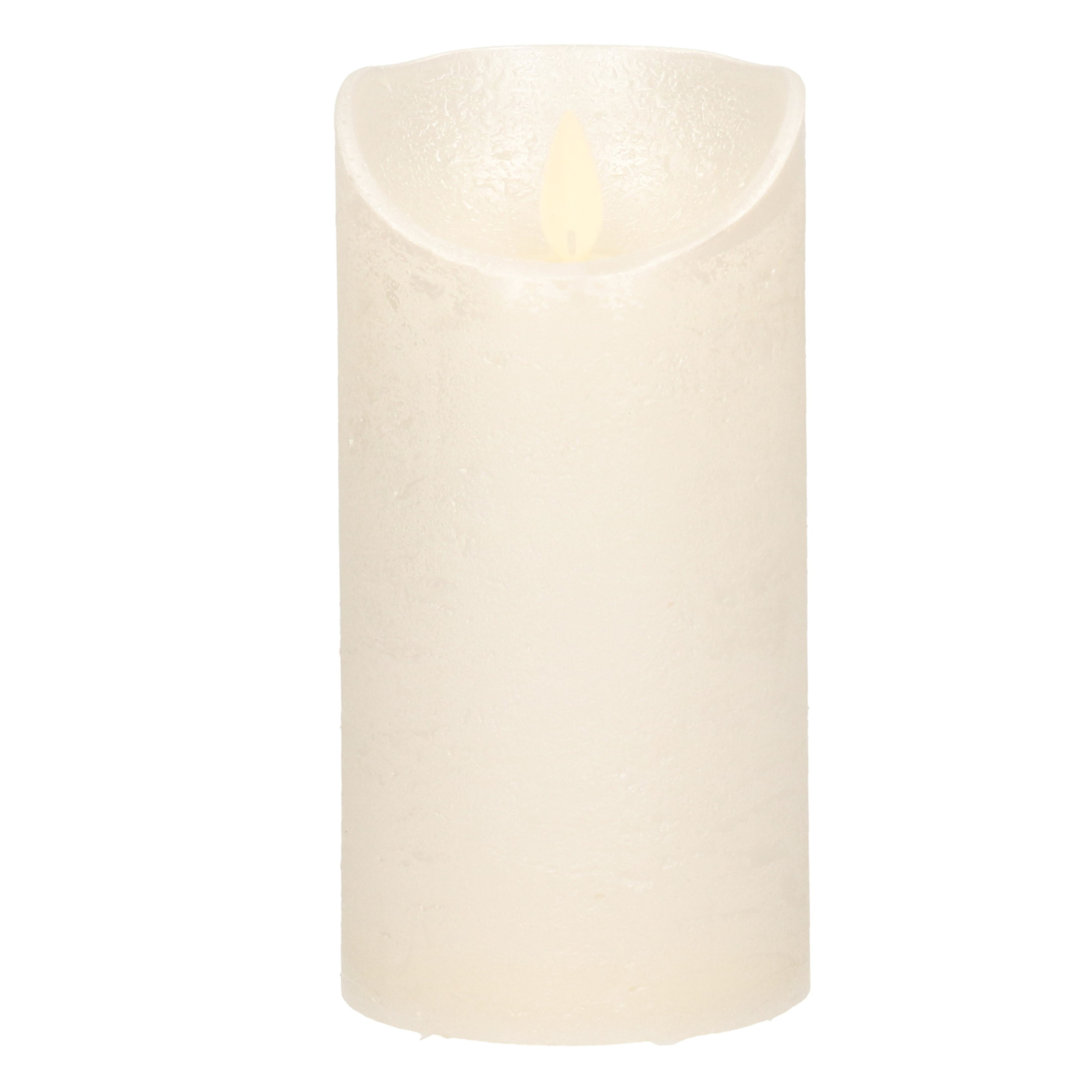 Anna's Collection Led kaars/stompkaars - creme/parel wit - H15 x D7,5 cm - wax - warm wit licht - bewegende vlam -