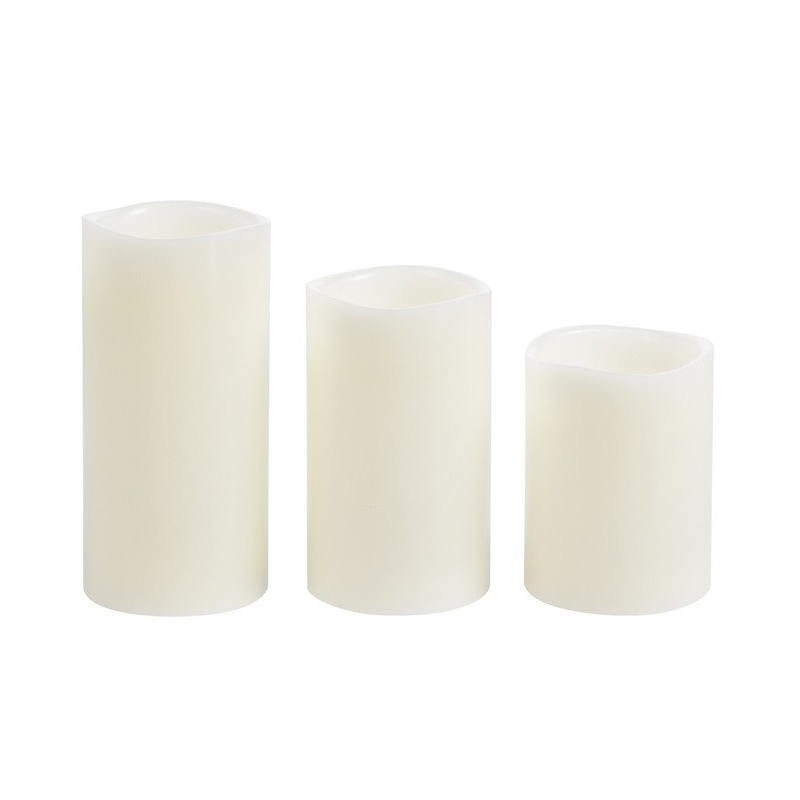 Home & Styling LED kaarsen set - 3 delig - stompkaarsen - wit - 10/12/15 cm - verschillende maten -