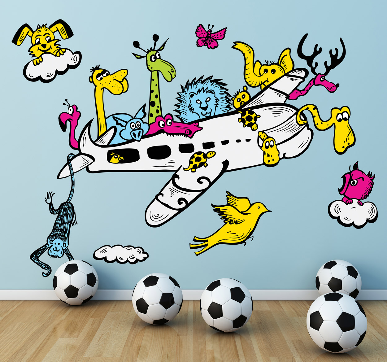 Tenstickers Sticker vliegtuig dieren
