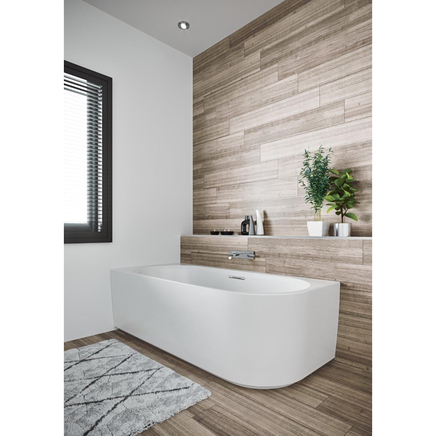 Riho Ligbad Halfvrijstaand  Desire Corner Rechts 184x84x60 Acryl Mat Wit met Fall Overloop Incl. Sifon & Pootset