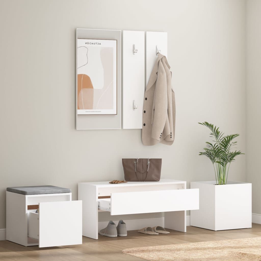 vidaXL Garderobe set bewerkt hout wit