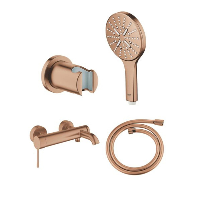 Grohe Essence New bad-/douchekraan met 3 standen handdoucheset en doucheslang brushed warm sunset SW98779/SW98895/SW472361/SW862605