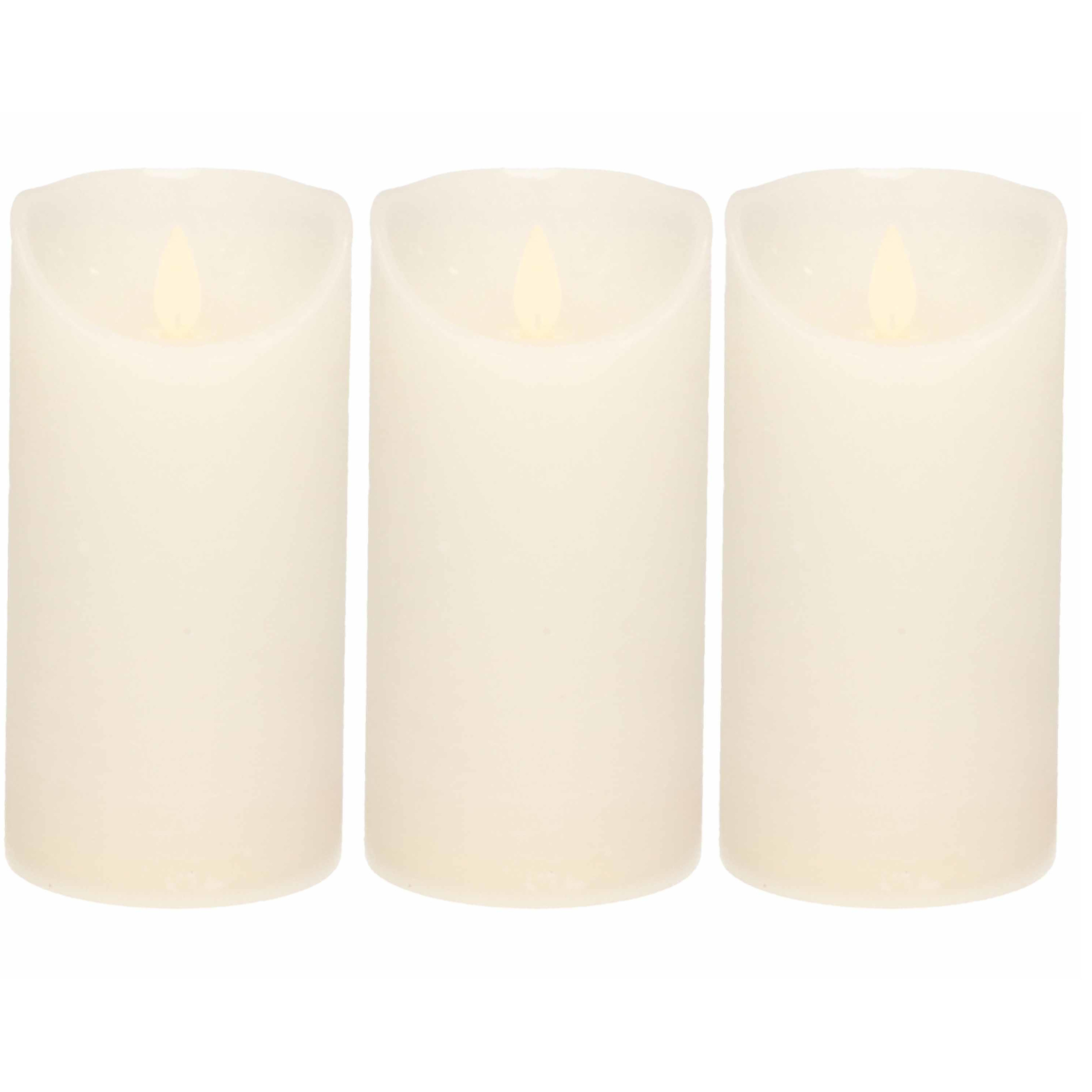 Anna's Collection 3x Witte LED kaars / stompkaars met bewegende vlam 15 cm -