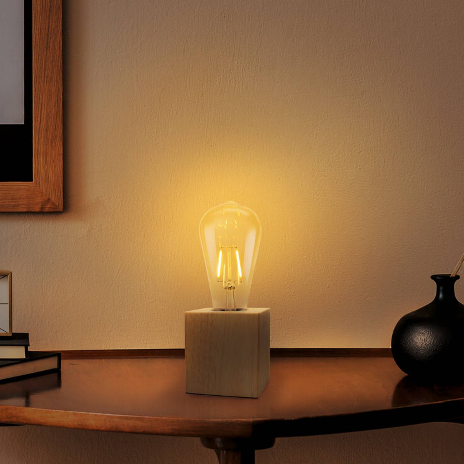 Osram tafellamp Vintage 1906, hout met LED lamp E27