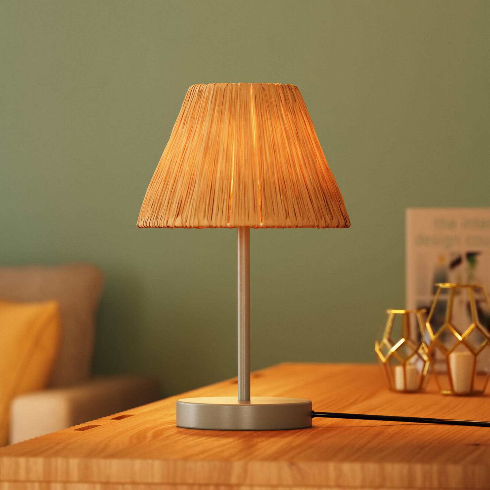 Osram tafellamp Decor Raffia, 1-lamp, raffia, naturelkleurig, E27