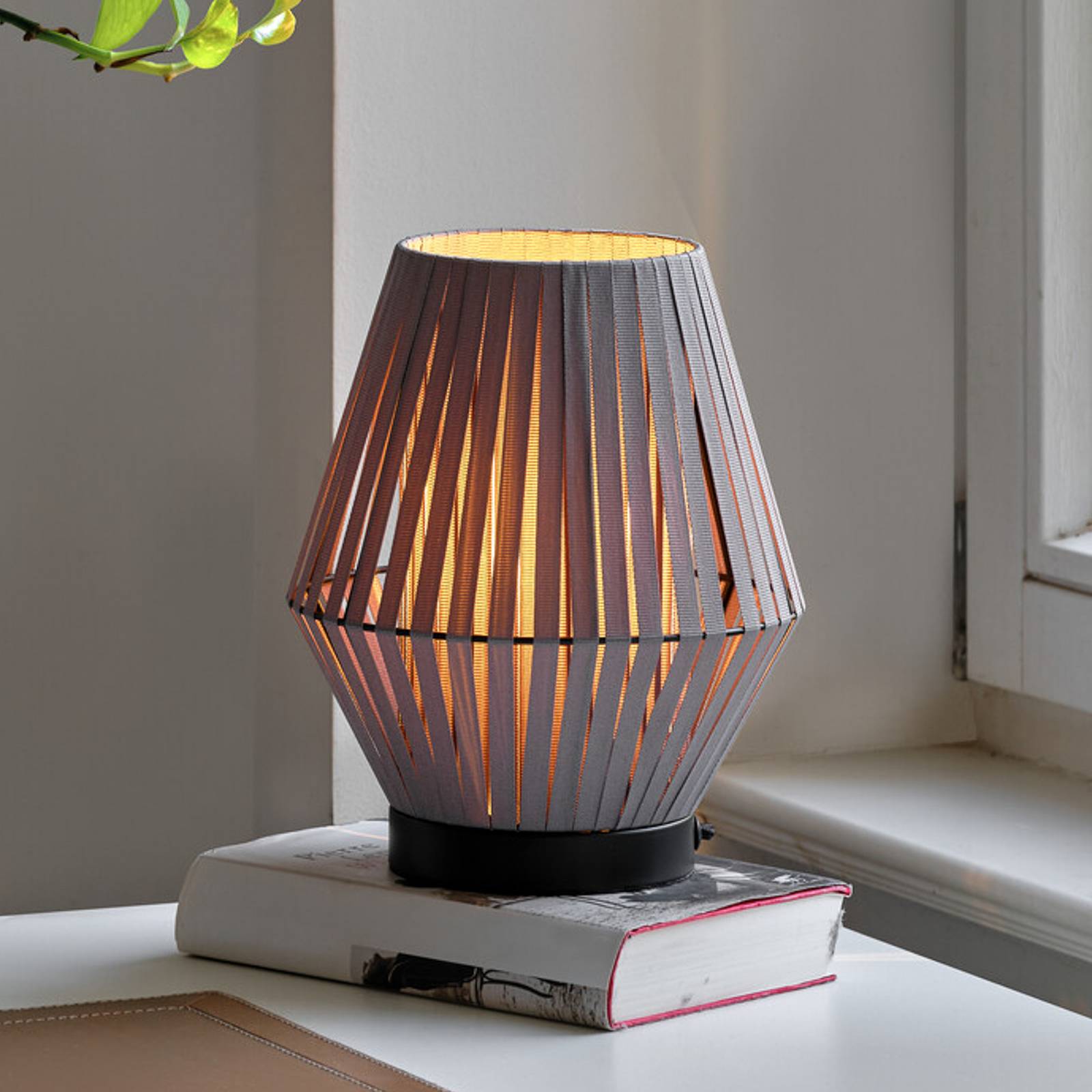 Osram tafellamp Decor Stripes, grijs, textiel, E14