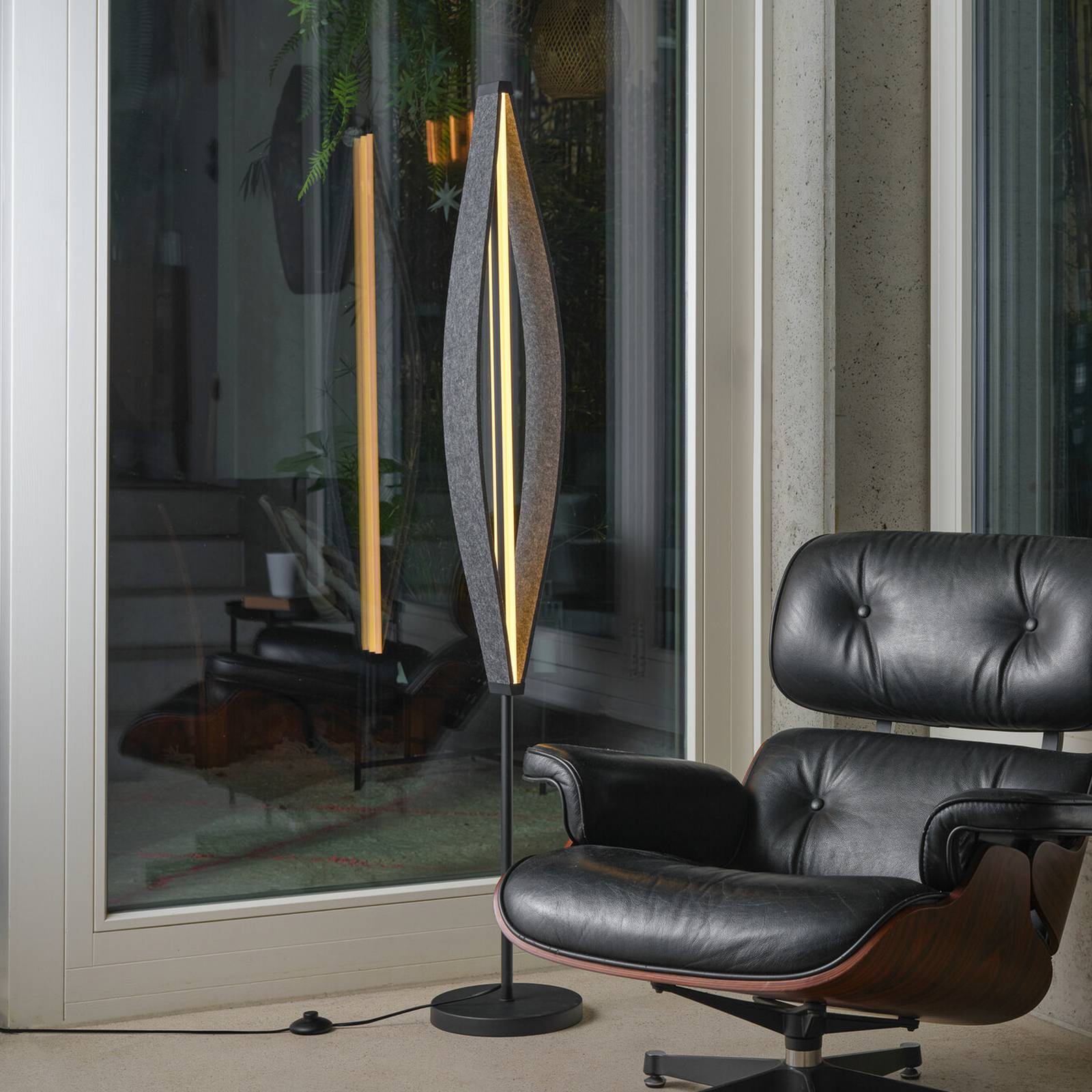 Osram LED vloerlamp Decor Flat Felt, grijs, vilt, 3.000 K