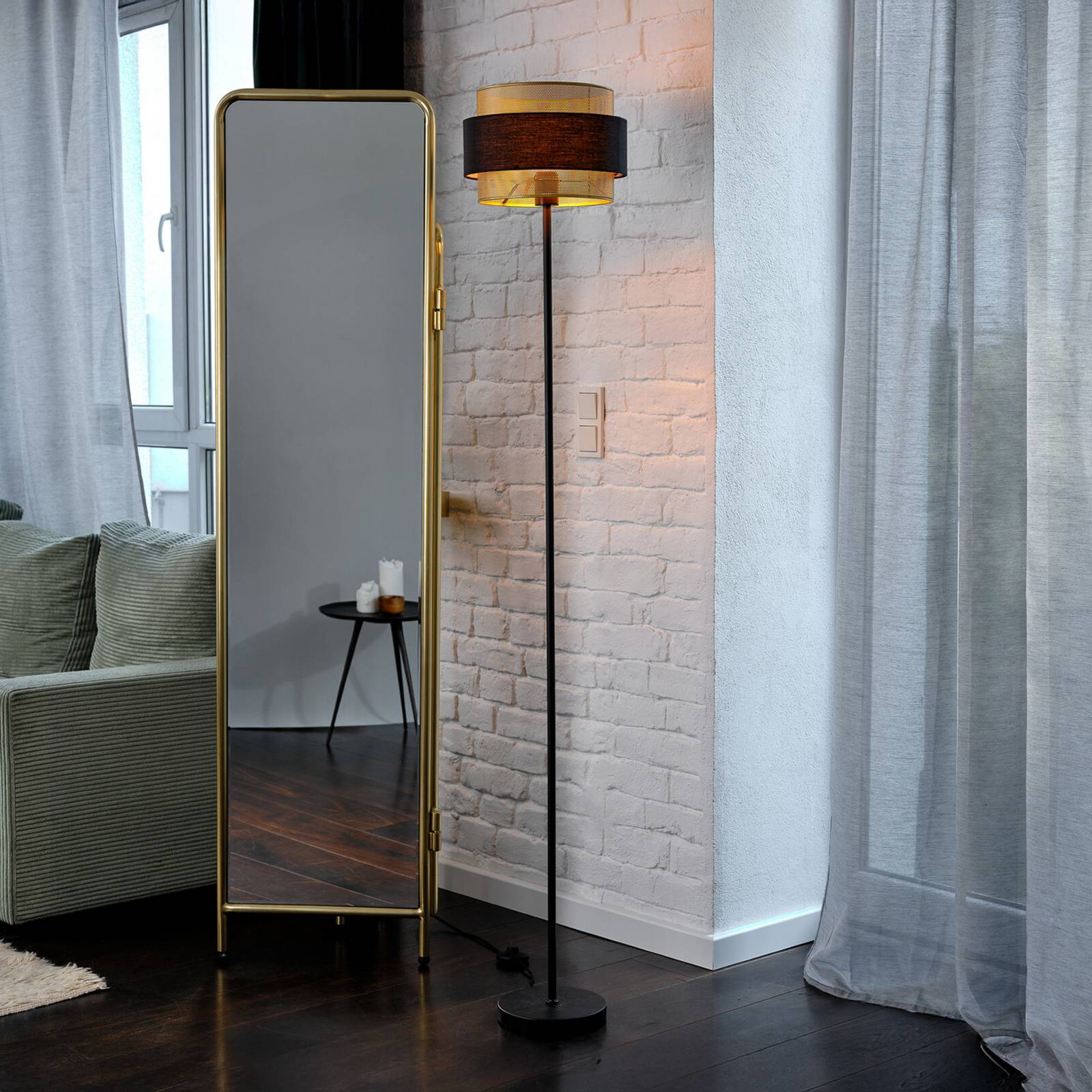 Osram vloerlamp Decor Hornet, zwart/goud, E27, hoogte 175 cm