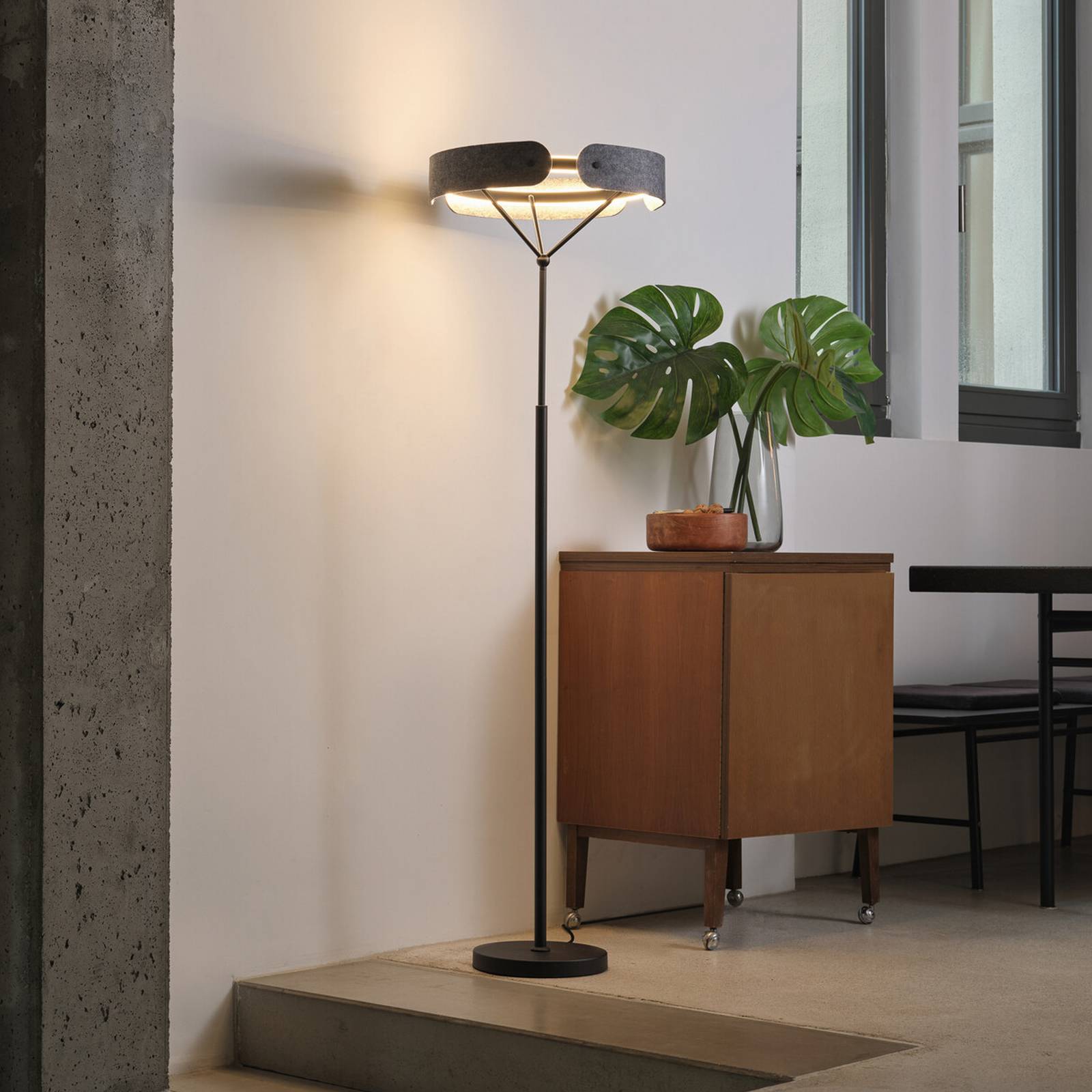 Osram LED vloerlamp Decor Curve Felt, grijs, vilt, 3.000 K