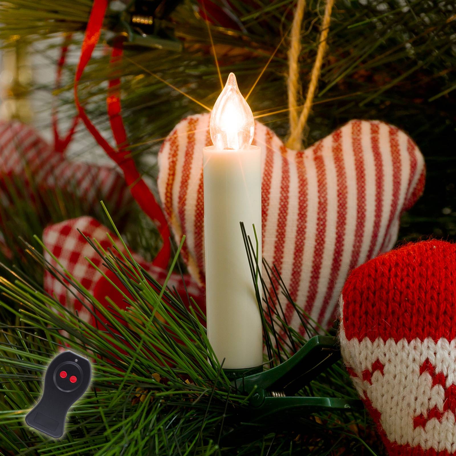 Konstsmide Christmas LED kerstboomkaarsen wit op batterijen, 10 lampen