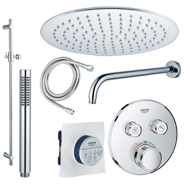 Grohe - Fortifura GROHE Grohtherm Regendoucheset inbouw - 2 functies - met Fortifura hoofddouche 30cm - staafhanddouche - wandarm - glijstang 90 cm - chroom sw105953 SW104917  SW696252 SW496810 SW767373 SW76