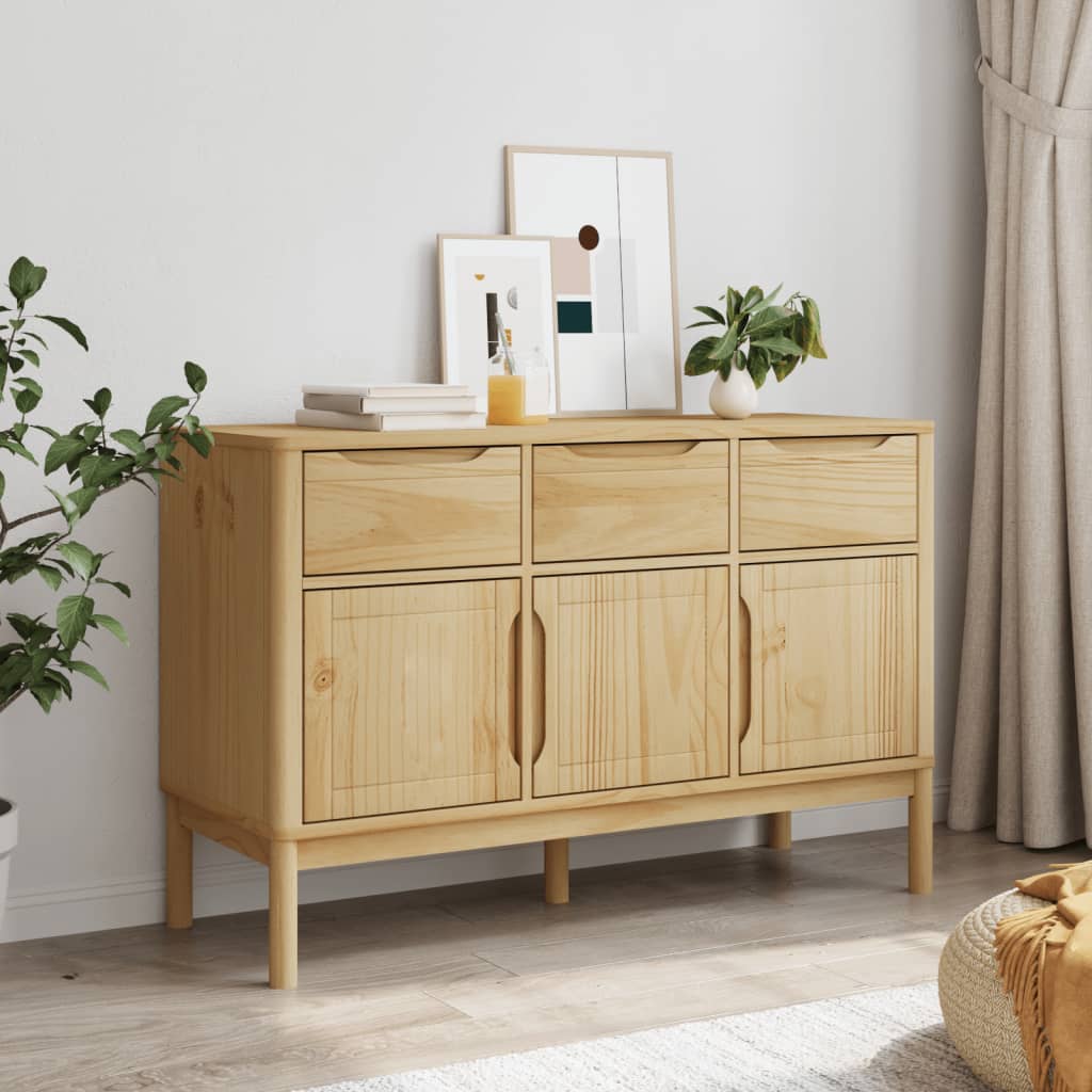 vidaXL Dressoir FLORO 114x43x74 cm massief grenenhout wasbruin
