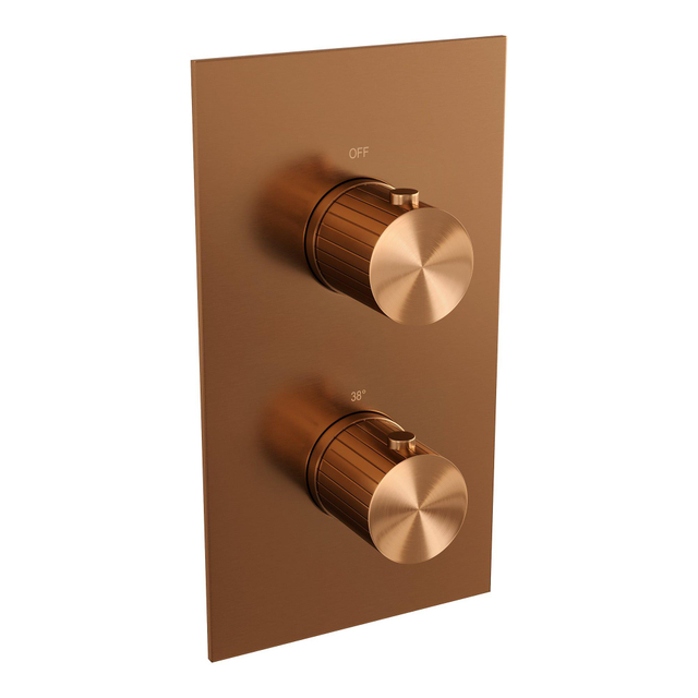Brauer Stripe 3-weg Inbouwthermostaat - rechthoekig - in- en afbouwdelen - koper geborsteld PVD 5-GK-353
