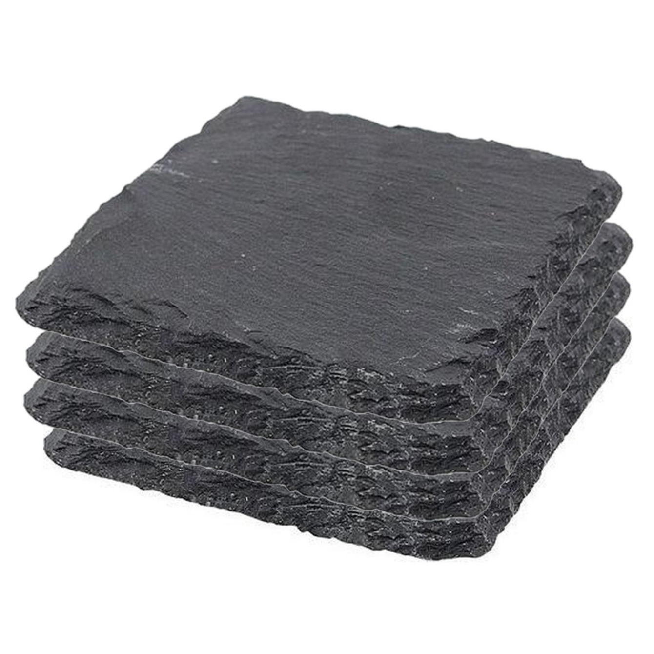 Merkloos Glazen Onderzetter - 8x - leisteen - 10 x 10 cm - tegen vocht kringen - antraciet -