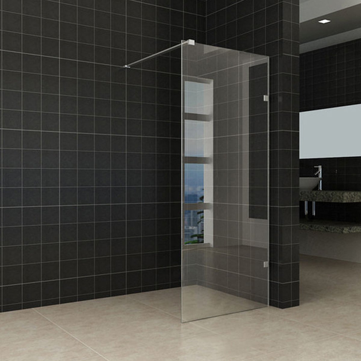 Wiesbaden Less Inloopdouche Nano Glas - 70x200 cm Chroom