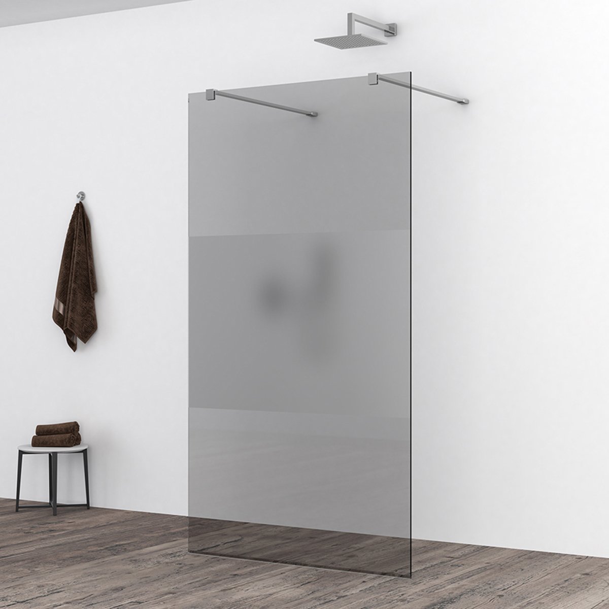 Wiesbaden Inloopdouche 110x200cm - Nano Rookglas met Melkglas Middenband