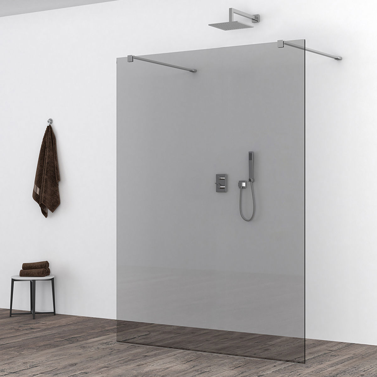 Wiesbaden Slim Inloopdouche 120x200cm - Rookglas - Nano Coating