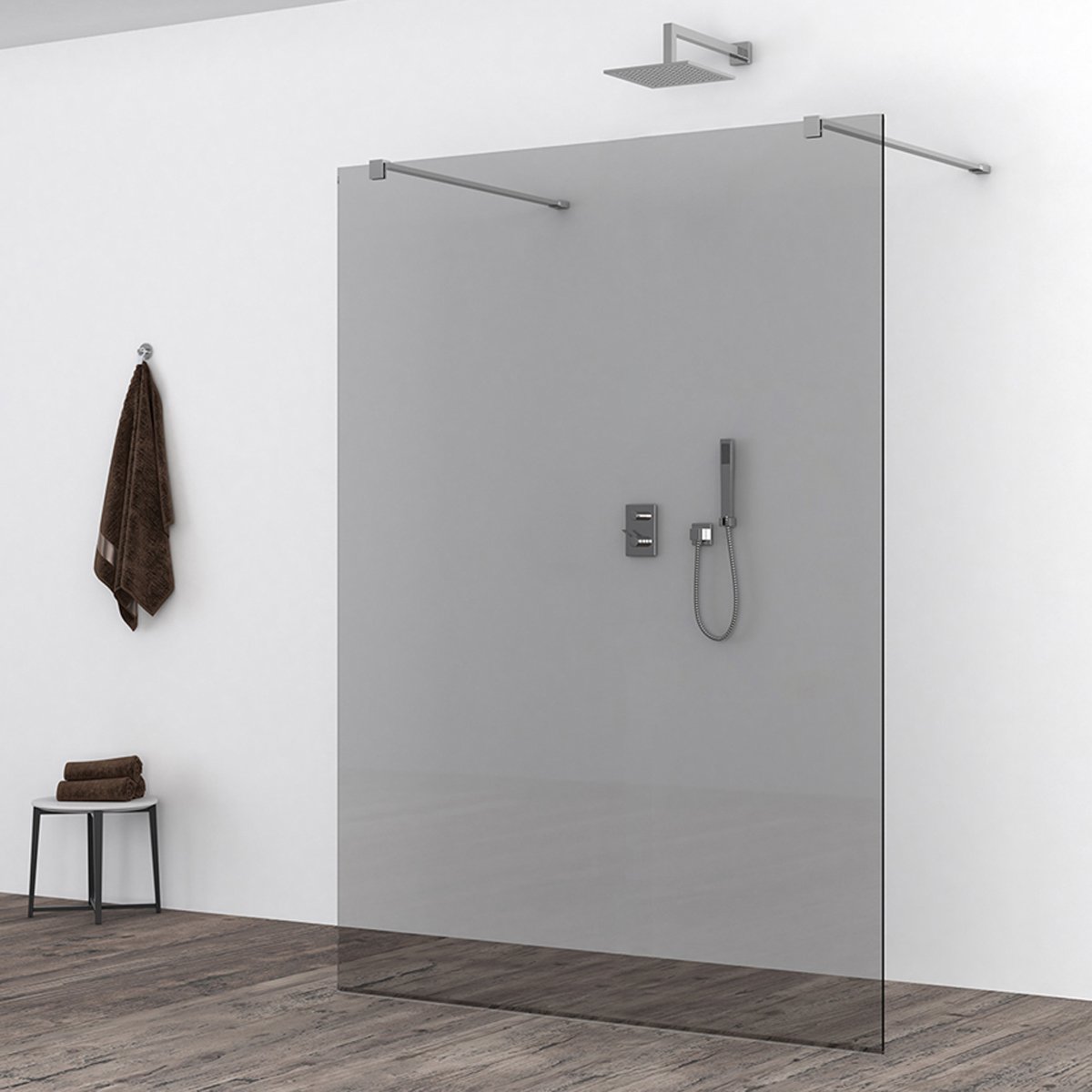 Wiesbaden Slim Inloopdouche 140x200 cm - Nano Coating - Rookglas & Melkglas