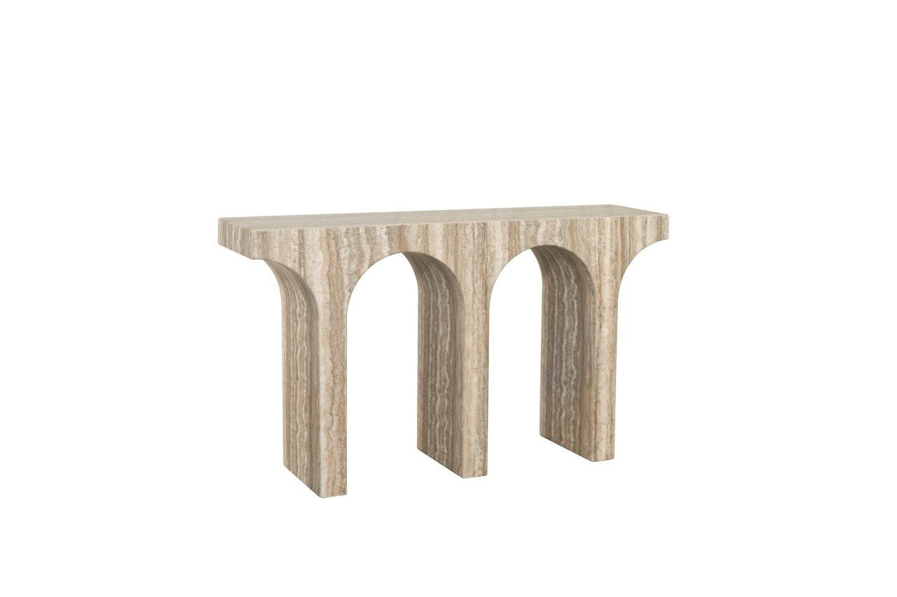 Richmond Interiors Richmond Sidetable Dulce Marmer en travertinlook, 140cm - Grijs