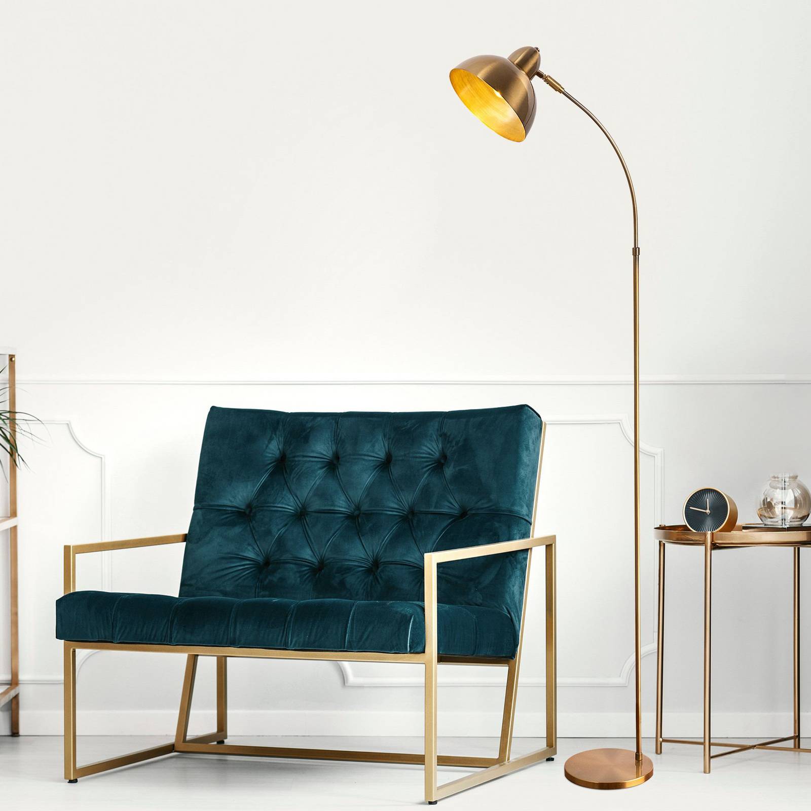 Opviq Vloerlamp Varzan, goud, metaal, hoogte 162 cm, E27