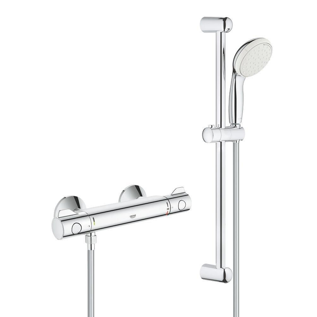 Grohe Grohtherm-800 comfortset met douchekraan thermostatisch met koppelingen met New Tempesta glijstangcombinatie 60cm chroom/wit 34565001