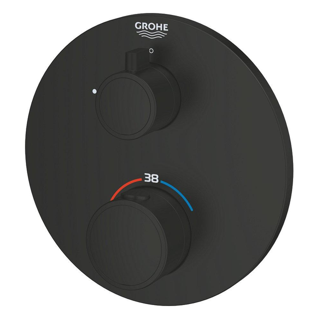 Grohe Grohtherm Mengkraan - afdekset - thermostatisch -1 uitgang - rond - matte black 1022122430