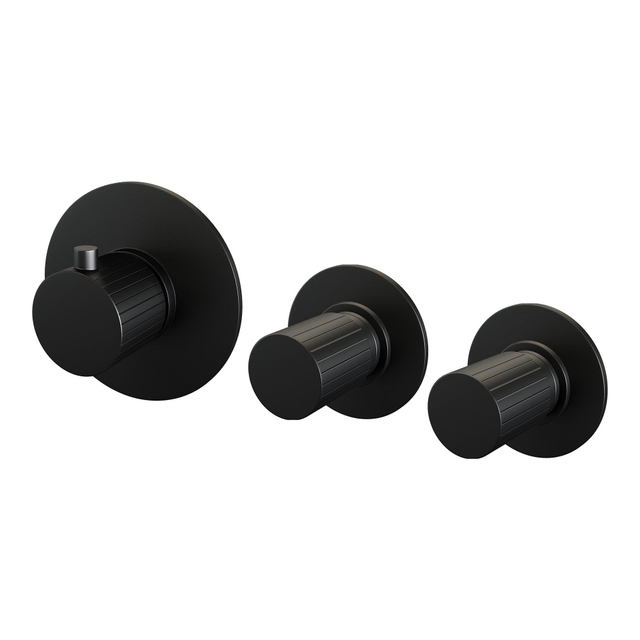 Brauer Stripe Inbouwthermostaat - 2 stopkranen - in- en afbouwdelen - mat zwart 5-S-350