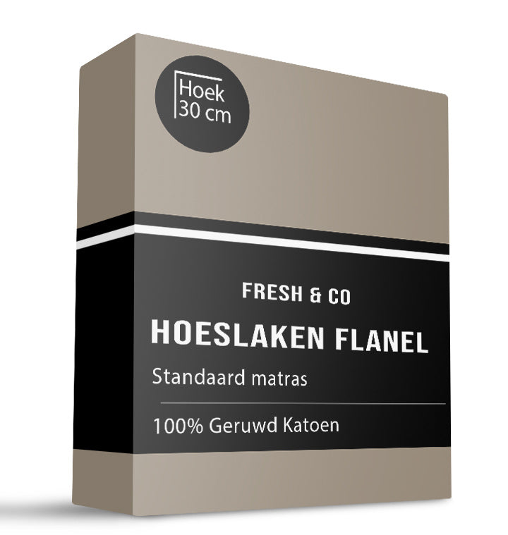 Fresh and Co Hoeslaken - Katoen Flanel - Taupe - 90x200cm - Taupe -  - 