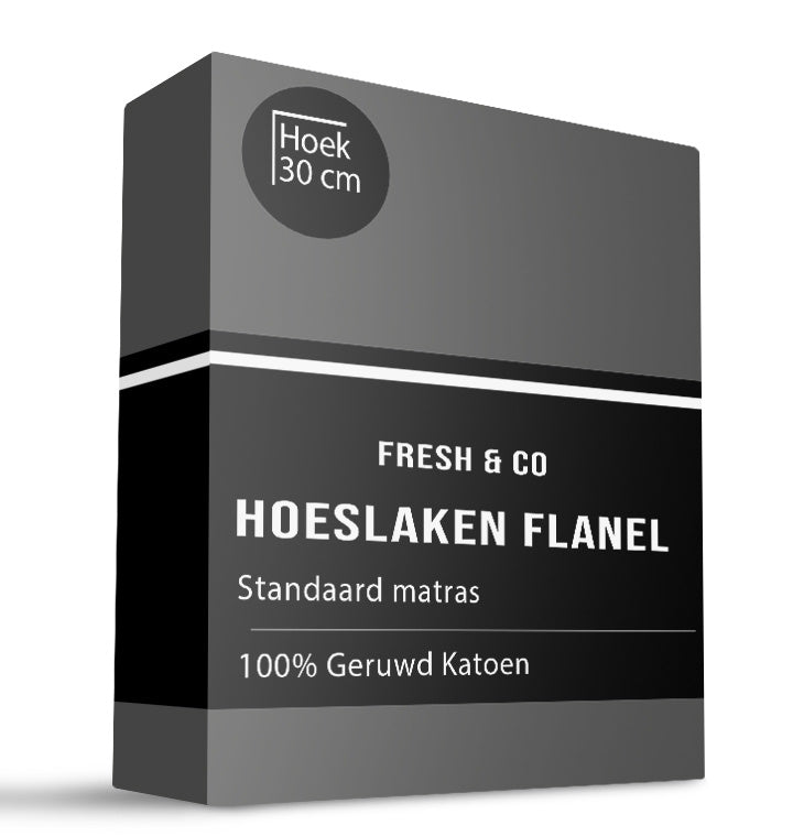 Fresh and Co Hoeslaken - Katoen Flanel - Antraciet - 160x200cm - Antraciet -  - 