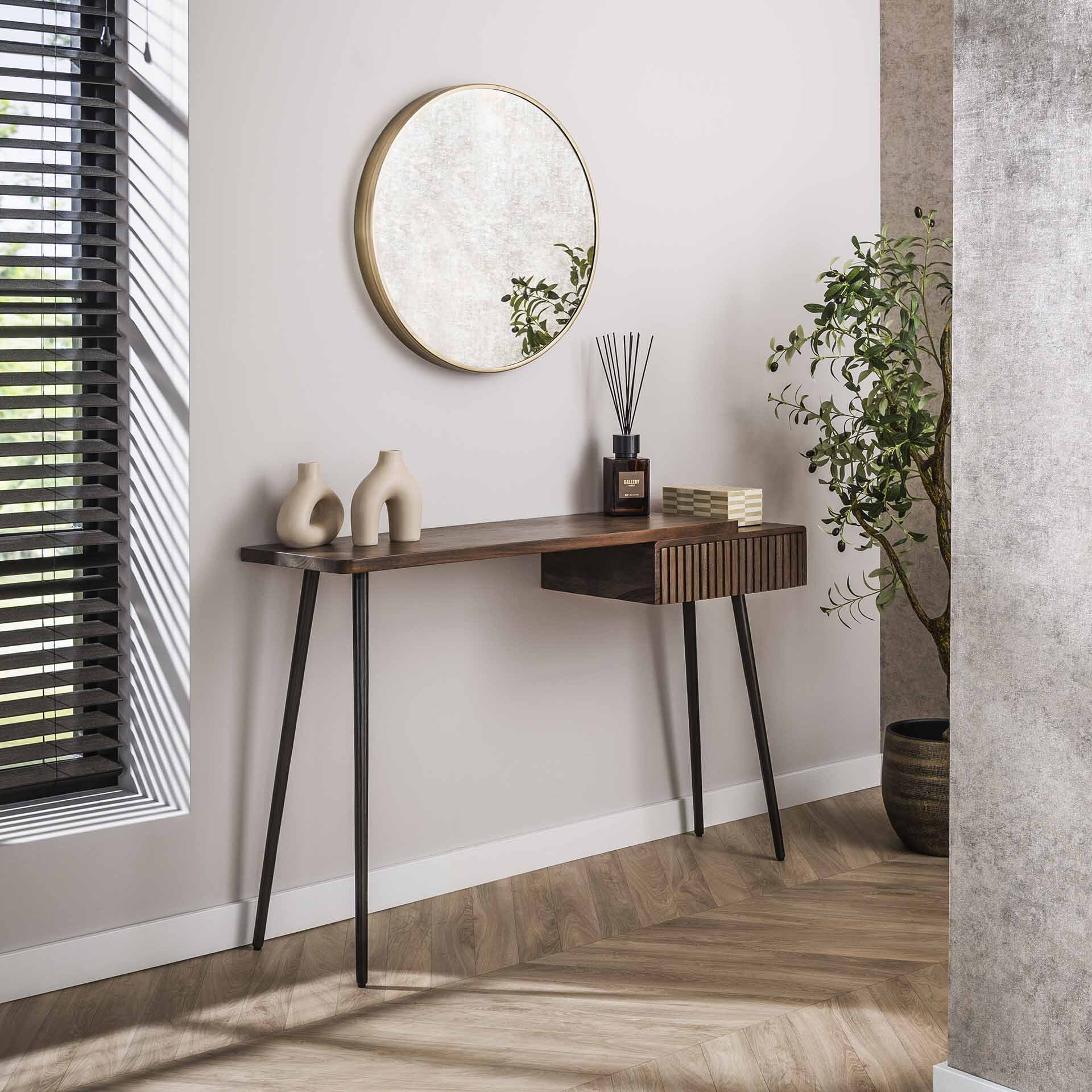 LifestyleFurn Sidetable/Kaptafel Alania Acaciahout, 120cm - Massief acacia bruin