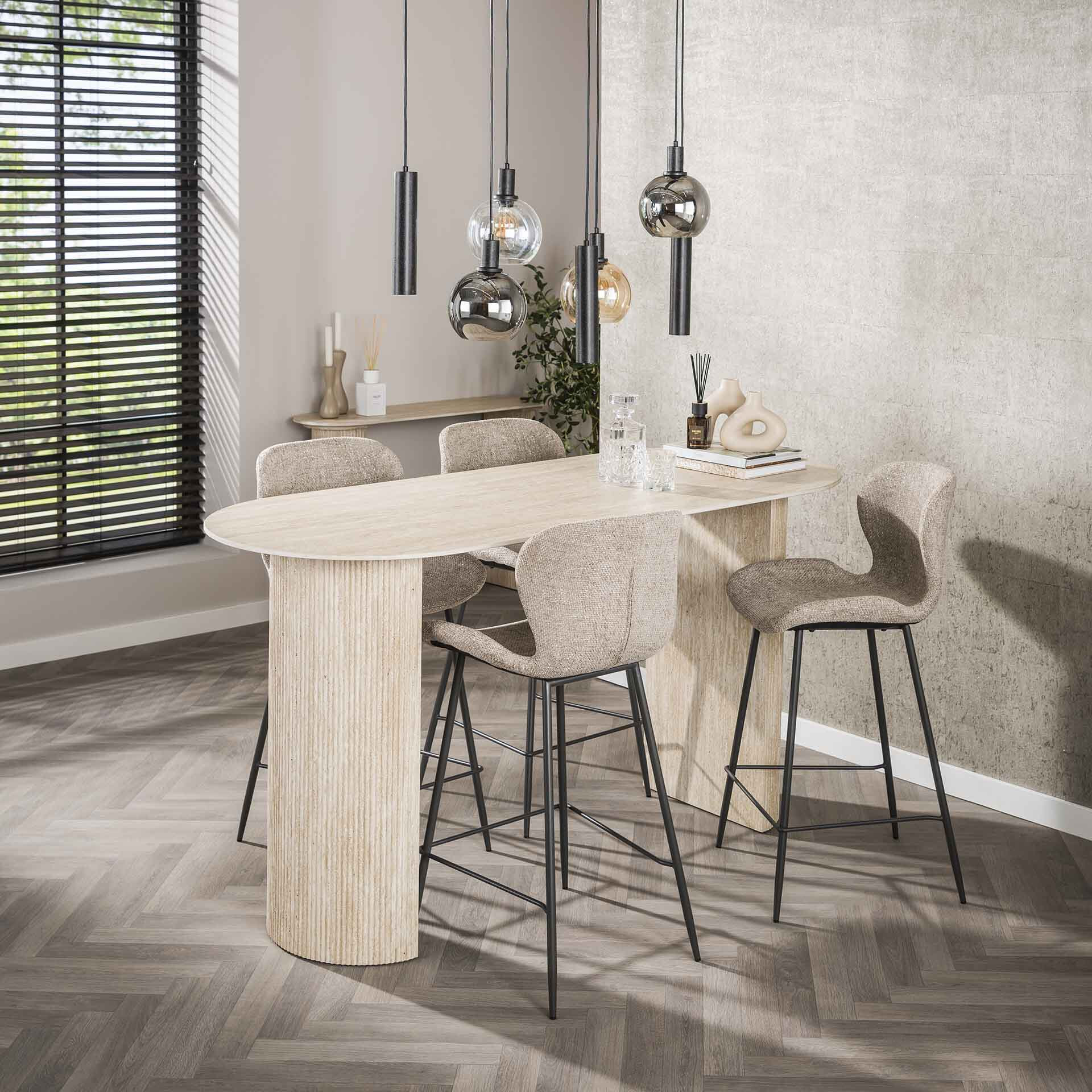 LifestyleFurn Bartafel Ciarra Travertinlook, 178 x 70cm - Keramiek travertine
