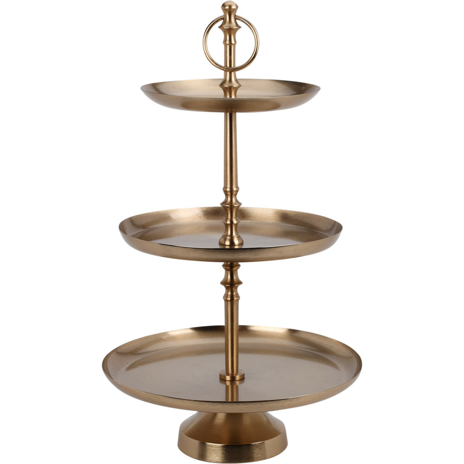 Home & Styling Etagere 3-laags - goud - RVS - H50 cm - Hightea/tapas/koekjes/taartjes serveerschaal -