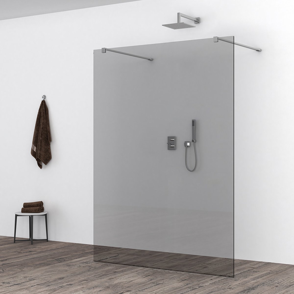 Wiesbaden Slim Inloopdouche 160x200cm Nano-Coating Rookglas