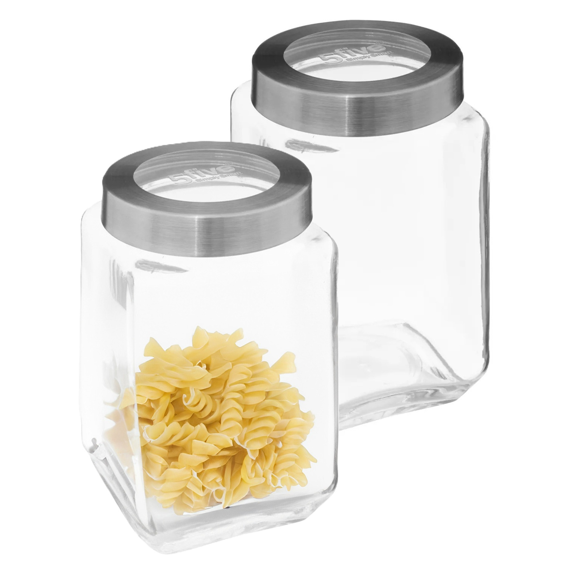 5five keuken voedsel voorraad bewaar pot Thor met draaideksel - 2x - glas - 1600 ml - 11 x 19 cm -