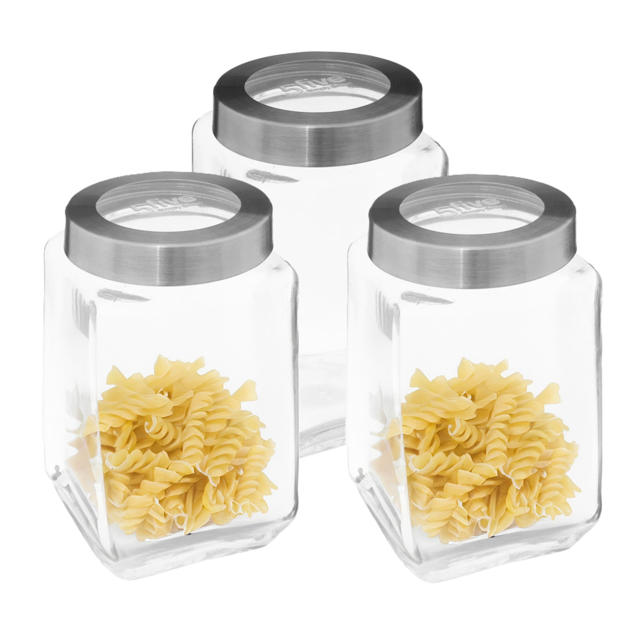 5five keuken voedsel voorraad bewaar pot Thor met draaideksel - 3x - glas - 1600 ml - 11 x 19 cm -