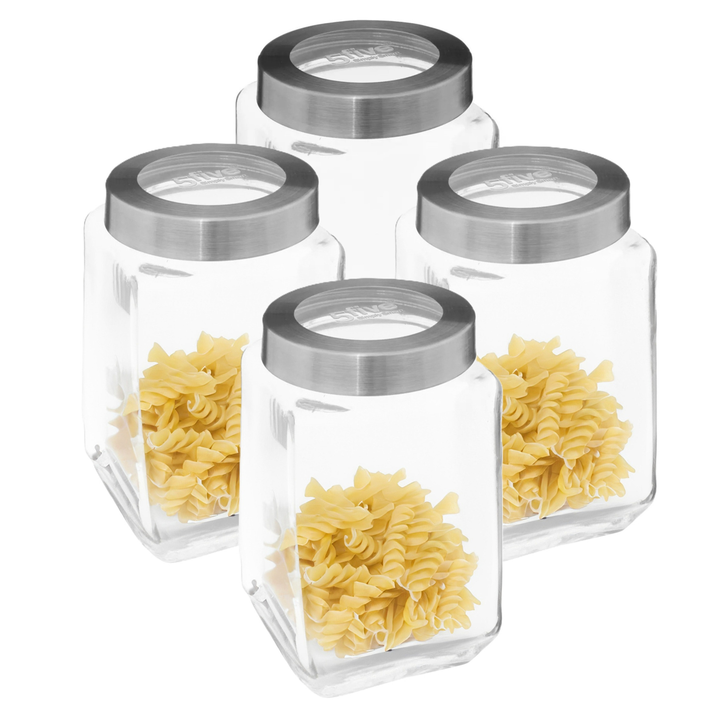 5five keuken voedsel voorraad bewaar pot Thor met draaideksel - 4x - glas - 1600 ml - 11 x 19 cm -