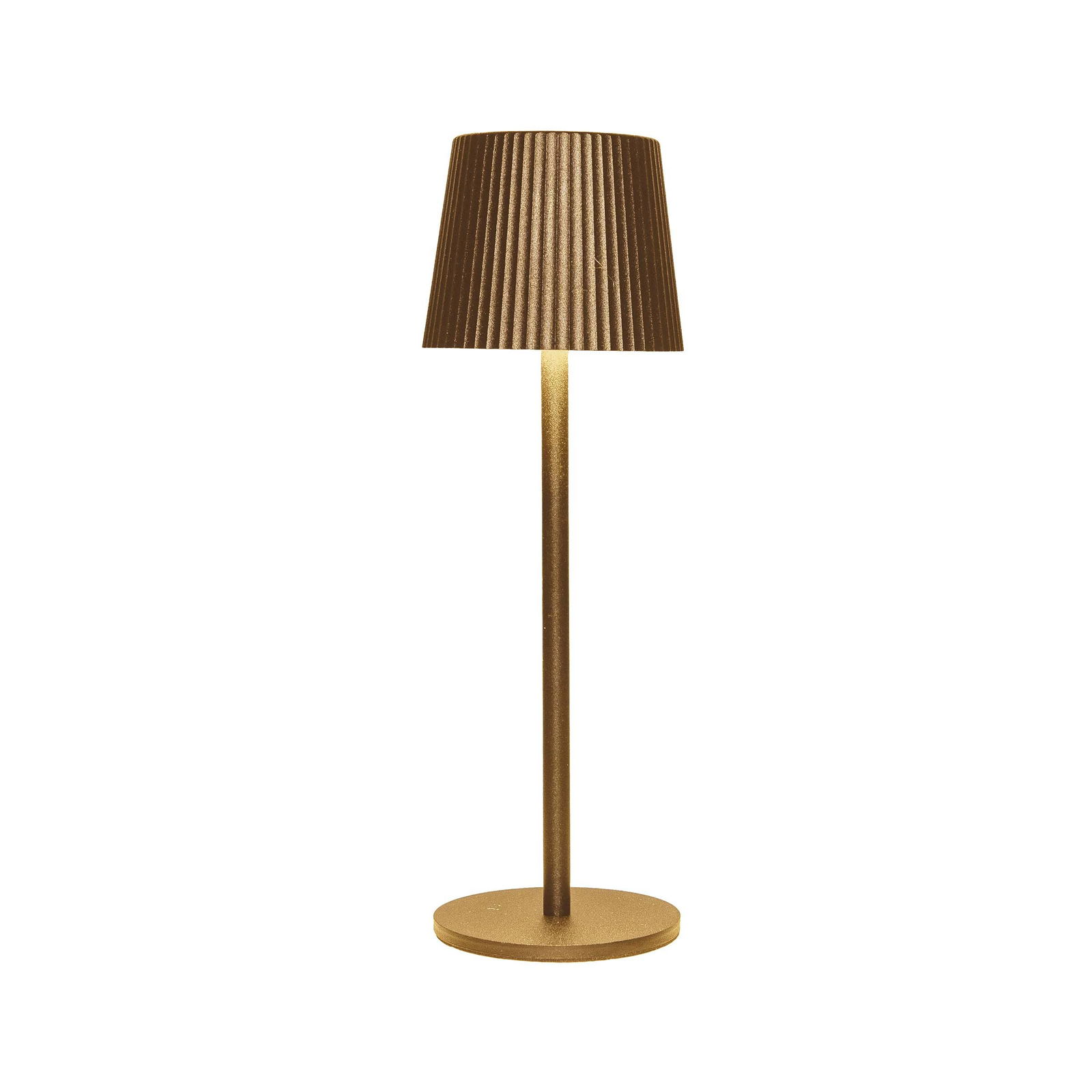 Annas collection Tafellamp oplaadbaar geribbeld 9x27,5 cm goud - 