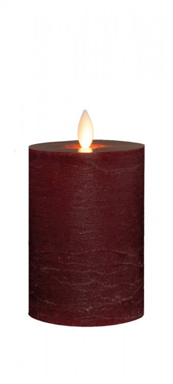 Annas collection Stompkaars rustiek wax bewegende vlam 10x7,5 cm bordeaux - 