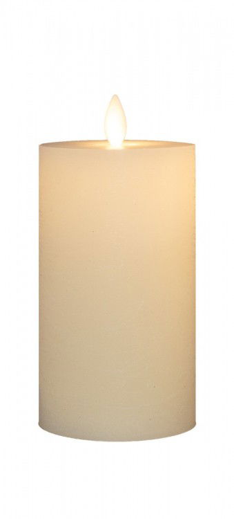 Annas collection Stompkaars rustiek wax bewegende vlam 12,5x7,5 cm wit - 