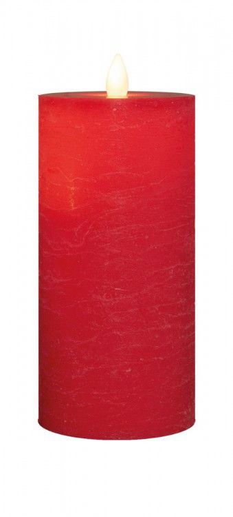 Annas collection Stompkaars rustiek wax bewegende vlam 15x7,5 cm rood - 