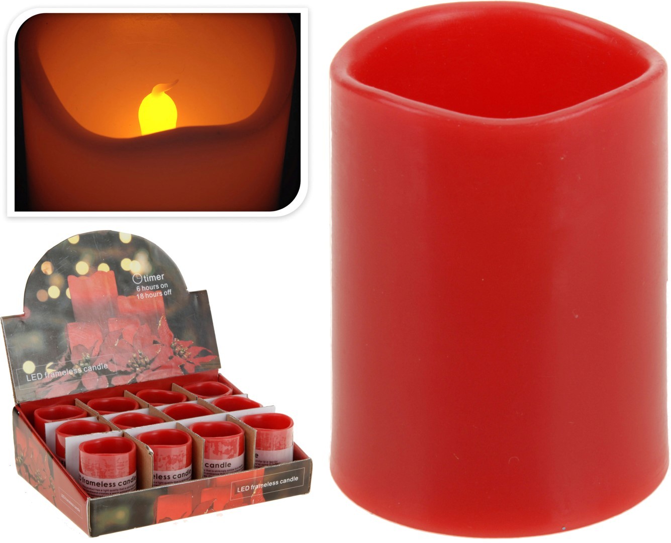 Nampook 10 stuks! Ledkaars met timer 50x65mm roo - 