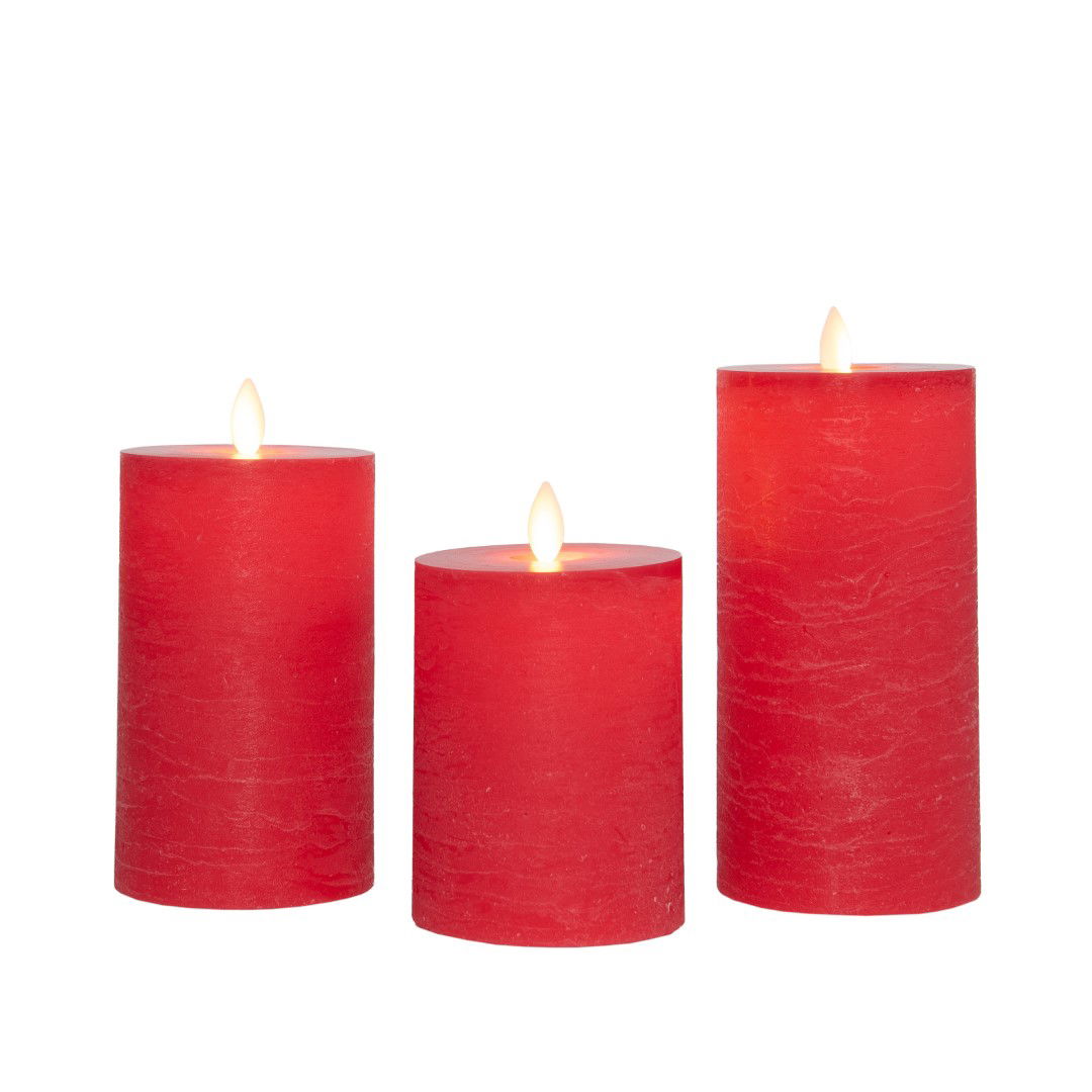 Annas collection Stompkaars-USB wax d7,5 cm rood set van 3 - 
