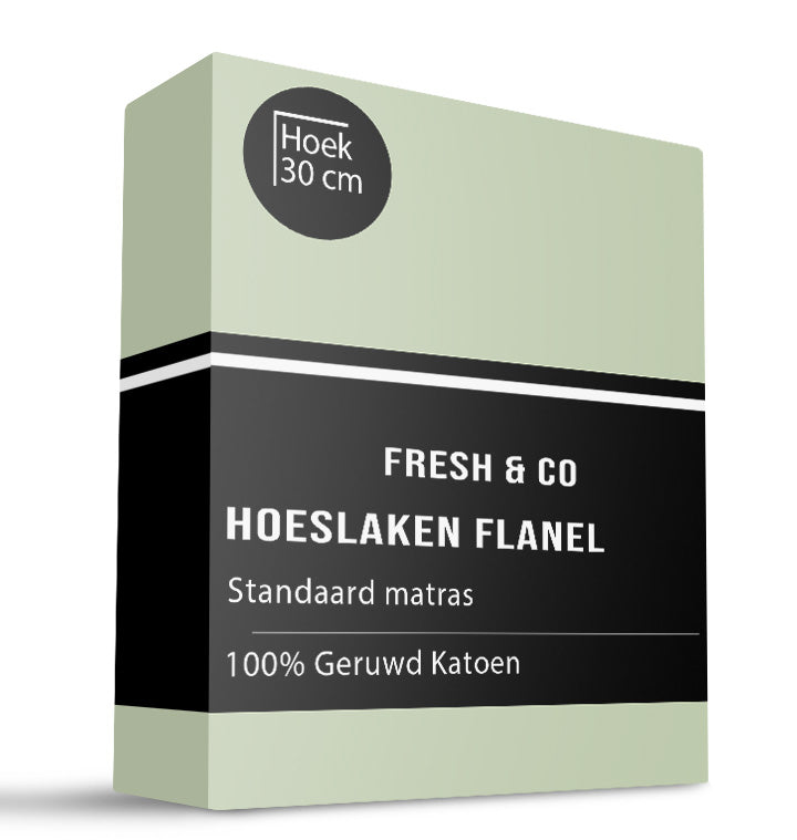 Fresh and Co Hoeslaken - Katoen Flanel - Groen - 80x200cm - Wit -  - 