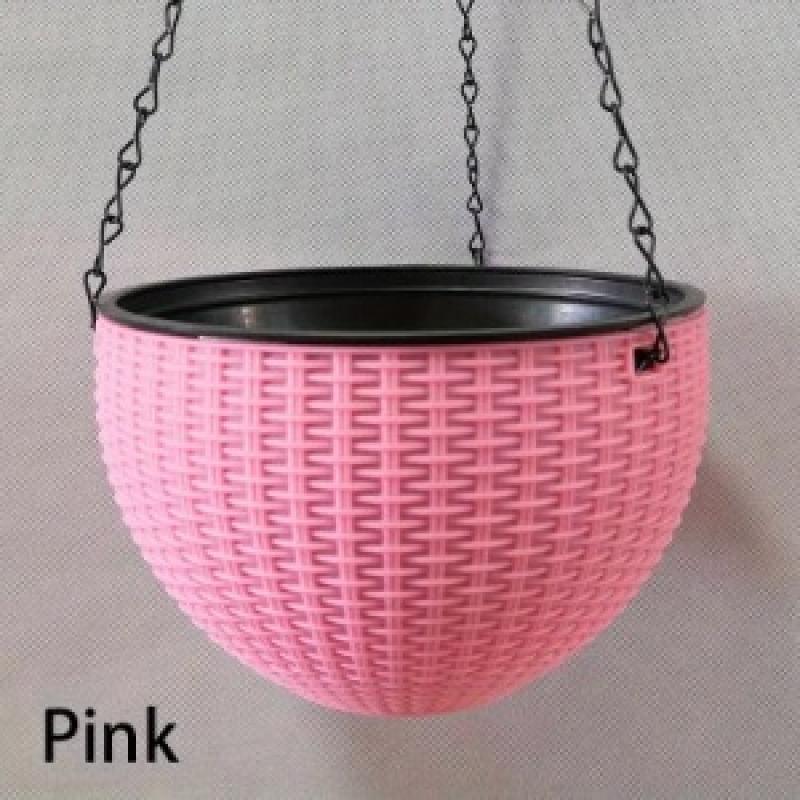 WIKHOSTAR Veelzijdige ronde hars hangende bloem hangende potten mand buiten hangende pot houder tuin balkon plantenbak emmer huisdecoratie