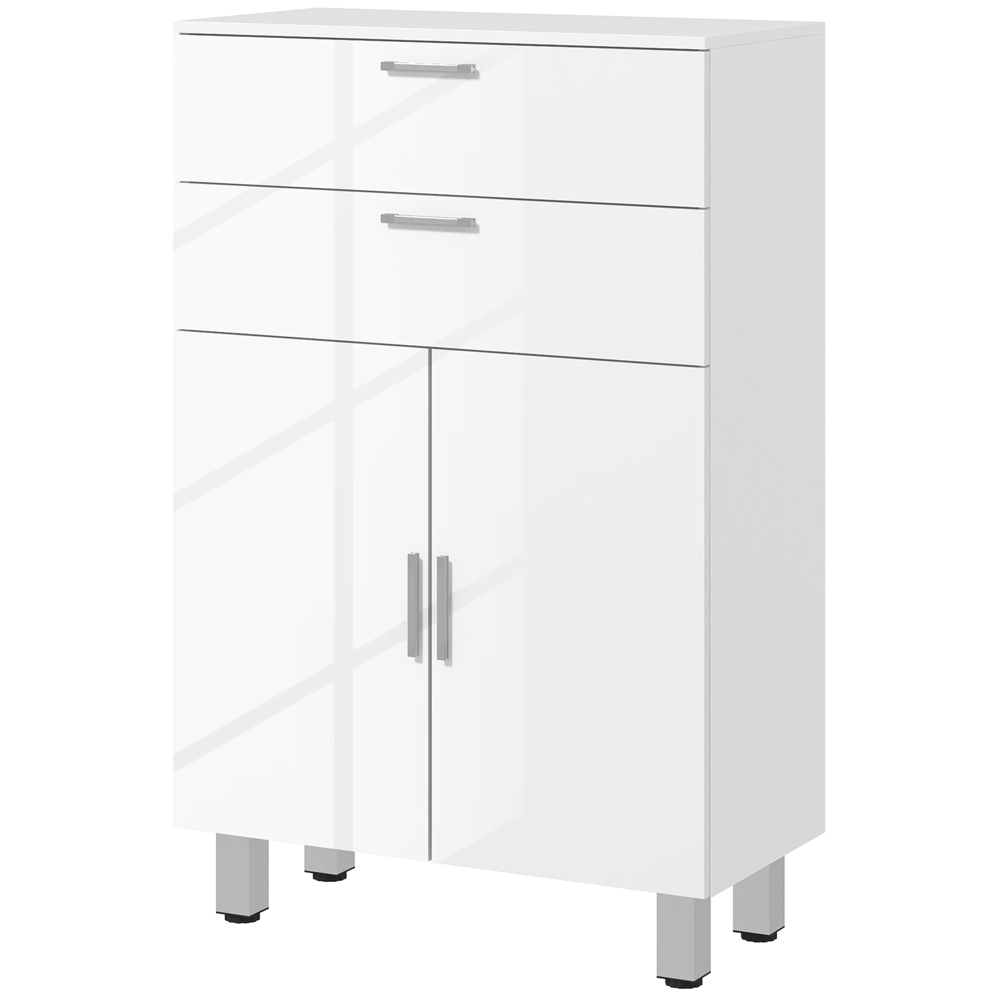 Kleankin Badkamerkast, Badmeubel, 2 Laden, Verstelbaar Plank, Hout, Wit