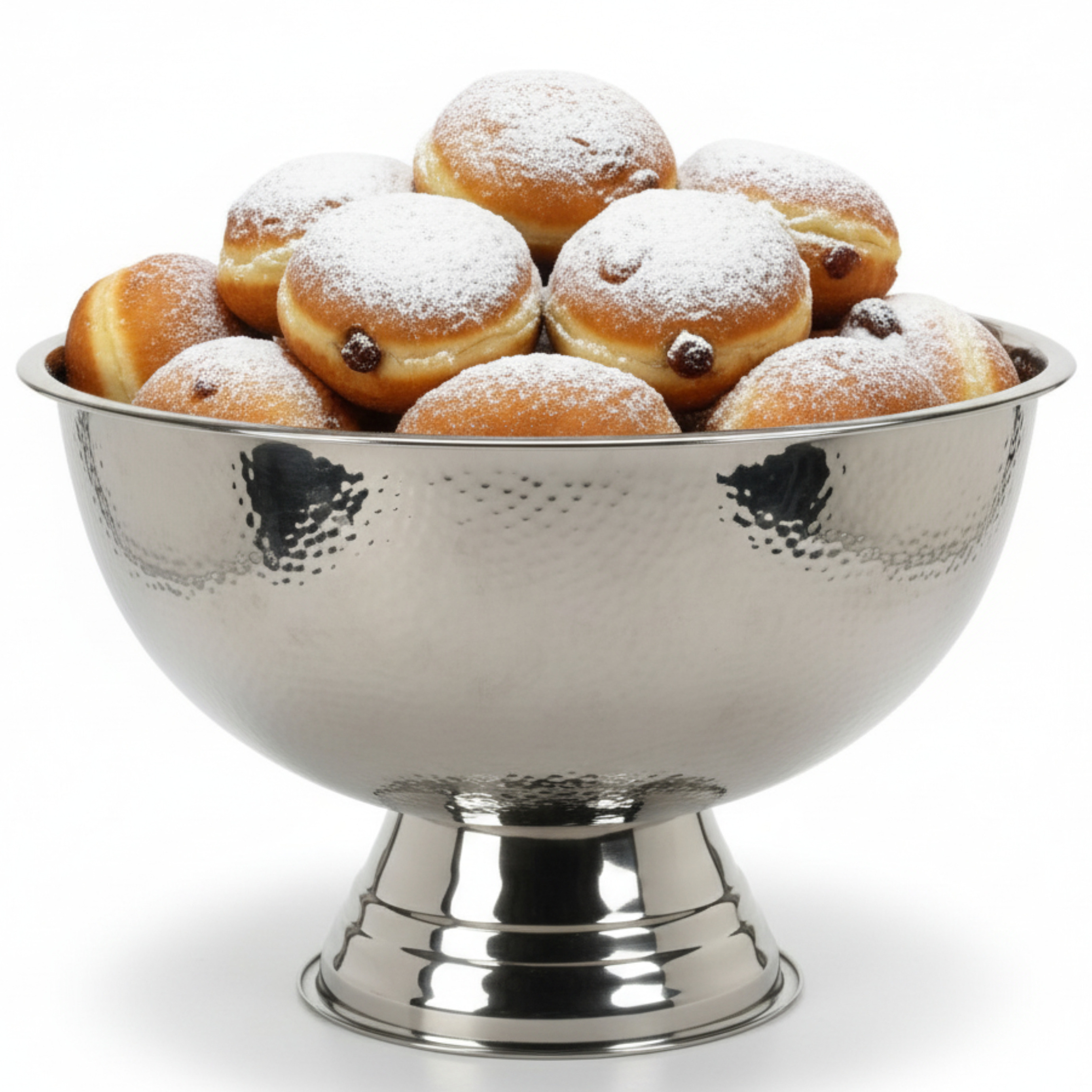Excellent Houseware Oliebollenschaal - op voet - zilver - rvs - x 24 cm -