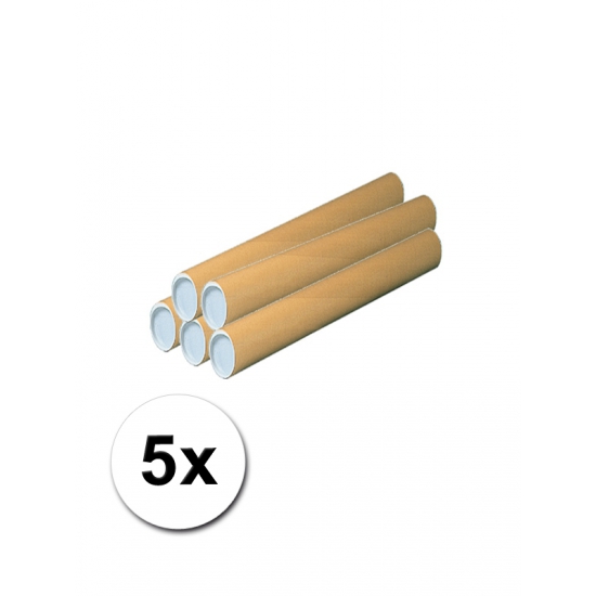 Merkloos Poster koker van karton - 5x - 430 x 60 mm - Bruin - Verzendkokers - Voor A2 formaat papier -