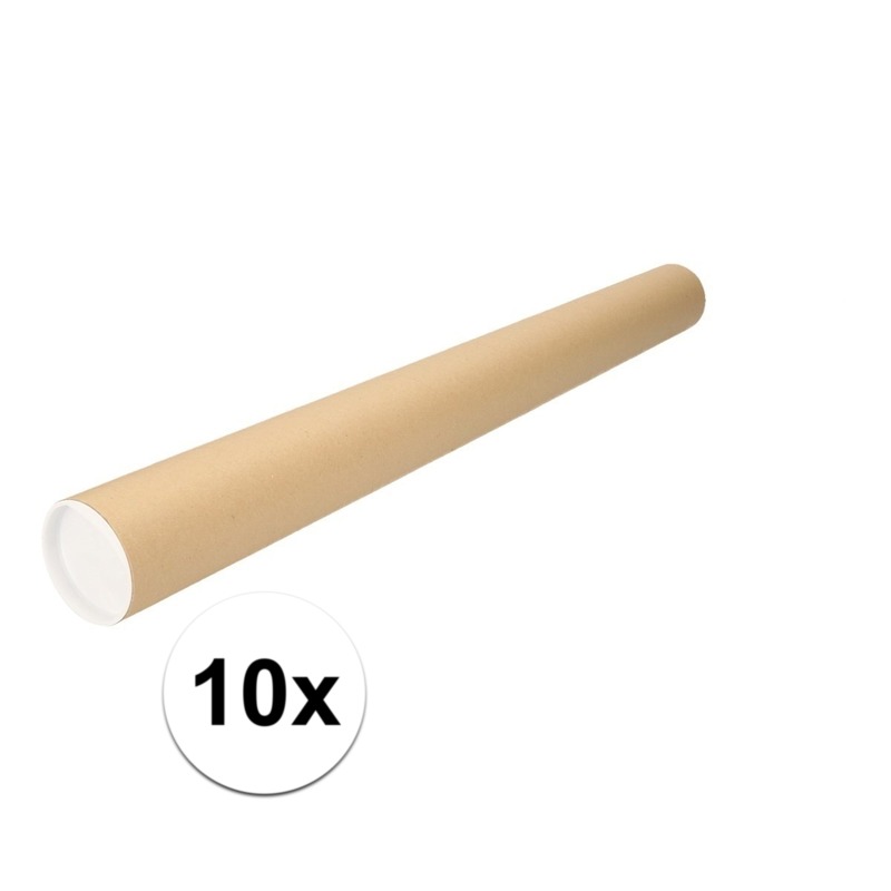 Shoppartners Poster koker van karton - 10x - 640 x 60 mm - Bruin - Verzendkokers - Voor A1 formaat papier -