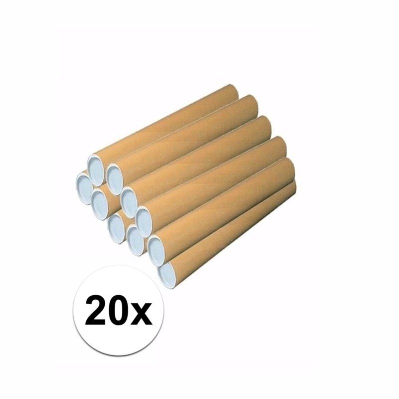 Merkloos Poster koker rond van karton - 20x - 500 x 50 mm - bruin - Verzendkokers -